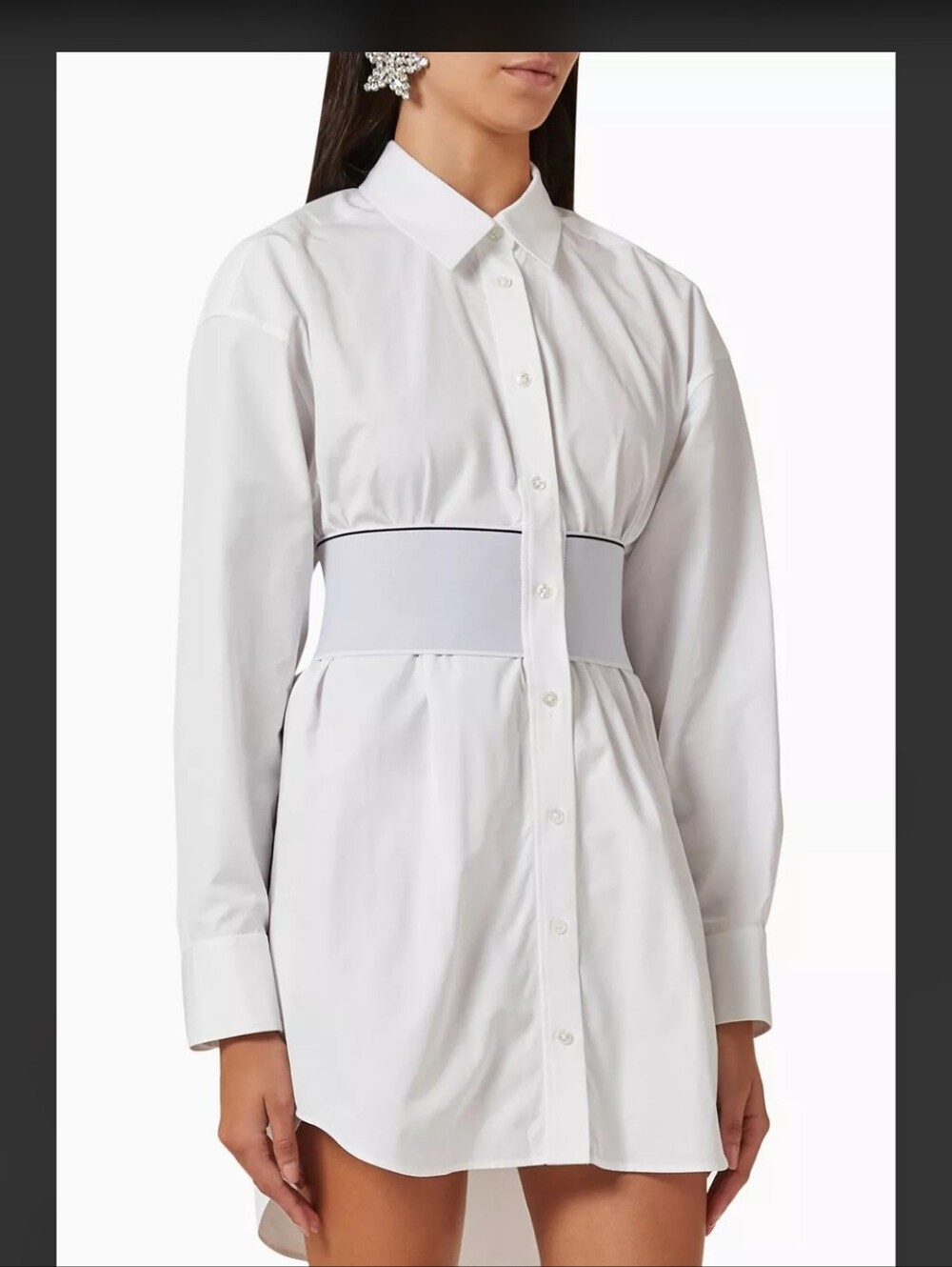 Alexander Wang White Button-Up Shirt Dress with Alexamder Wamg Belt NWTS Small